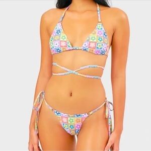 Blackbough floral printed 3-pc bikini set size small